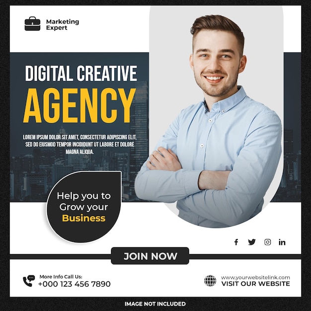 Free PSD digital marketing agency and corporate social media post template