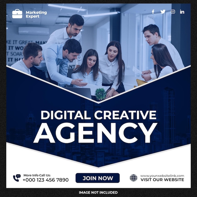 Free PSD digital marketing agency and corporate social media post template