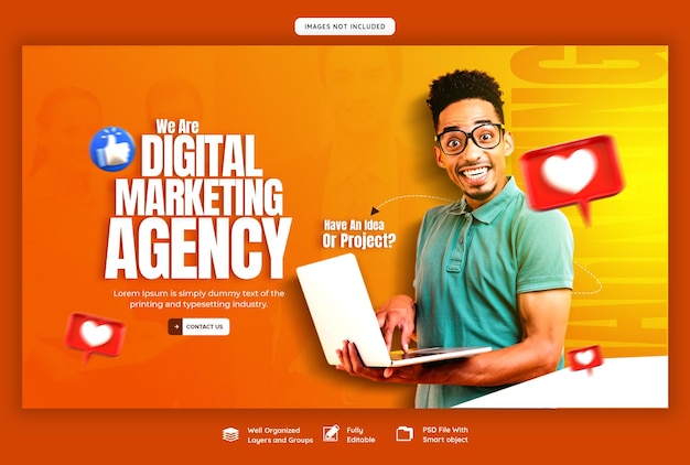 Free PSD digital marketing agency and corporate web banner template