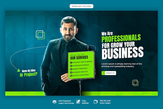 Free PSD digital marketing agency and corporate web banner template