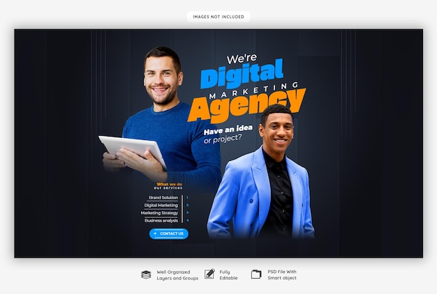 Free PSD digital marketing agency and corporate web banner template