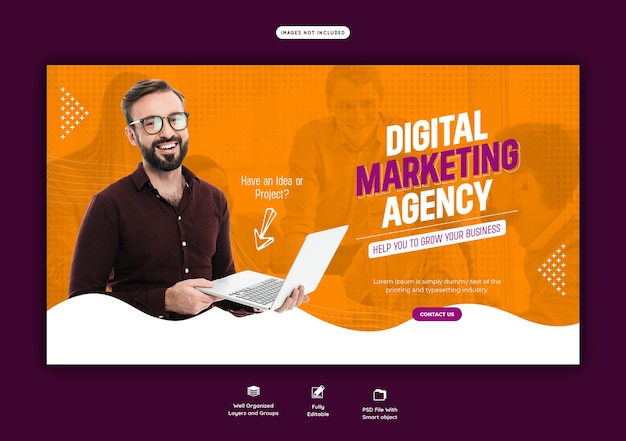 PSD gratuito agenzia di marketing digitale e modello di banner web aziendale