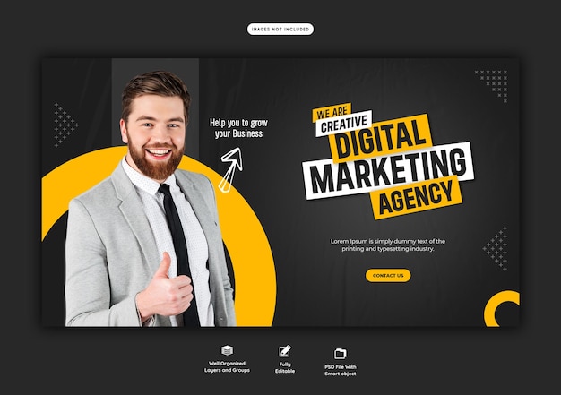 PSD gratuito agenzia di marketing digitale e modello di banner web aziendale