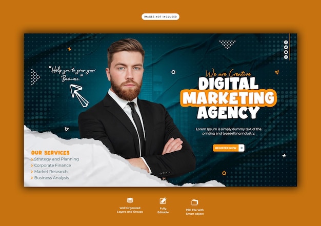 Free PSD digital marketing agency and corporate web banner template