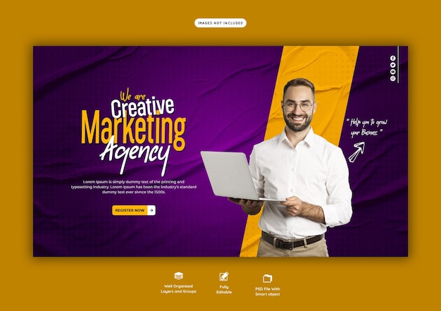 Free PSD digital marketing agency and corporate web banner template