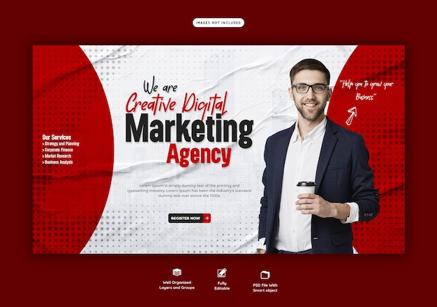 Agenzia di marketing digitale e modello di banner web aziendale