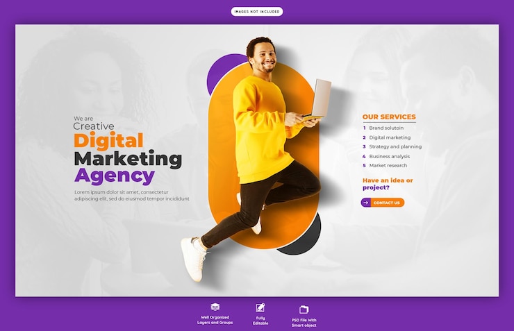 Free PSD digital marketing agency and corporate web banner template