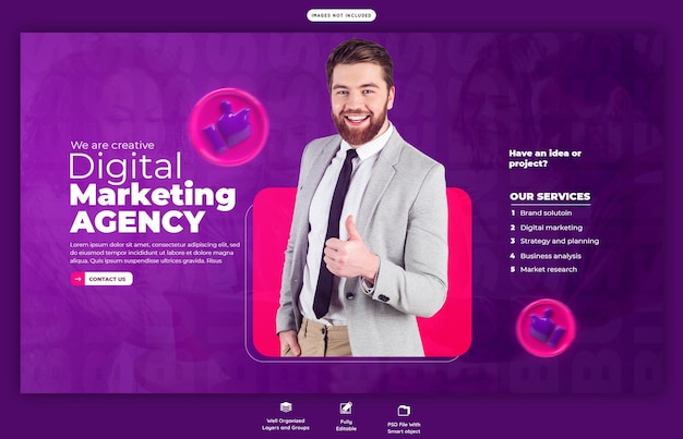 Free PSD digital marketing agency and corporate web banner template