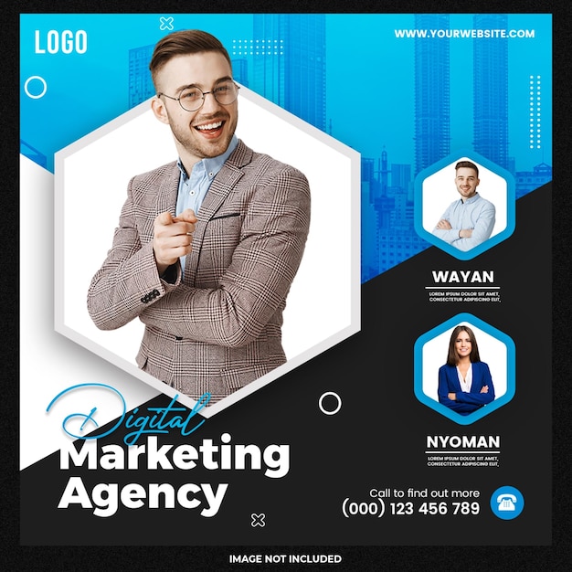 Free PSD digital marketing agency and expert social media template design