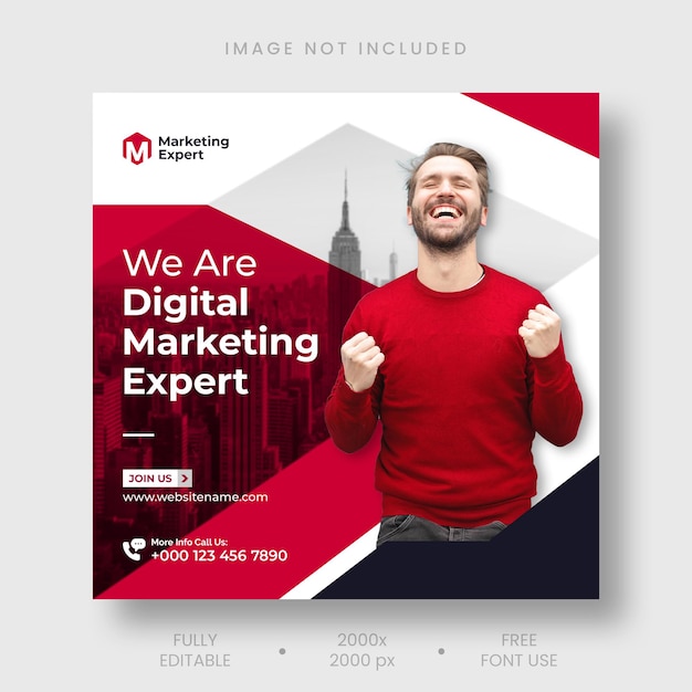 Free PSD digital marketing agency instagram post and social media banner template