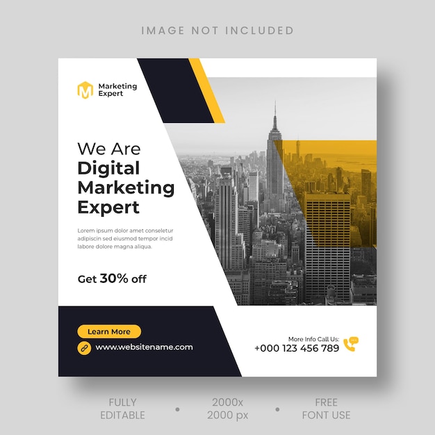 Free PSD digital marketing agency instagram post and social media banner template