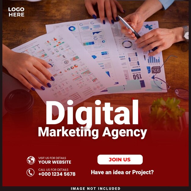 Digital marketing corporate social media and agency banner or instagram post template