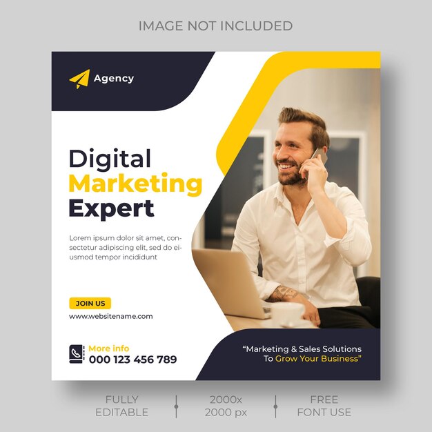 Digital marketing corporate social media and Instagram post template