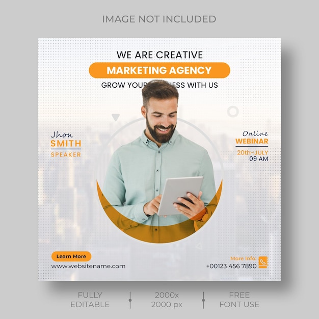 Free PSD digital marketing corporate social media live webinar and instagram post template