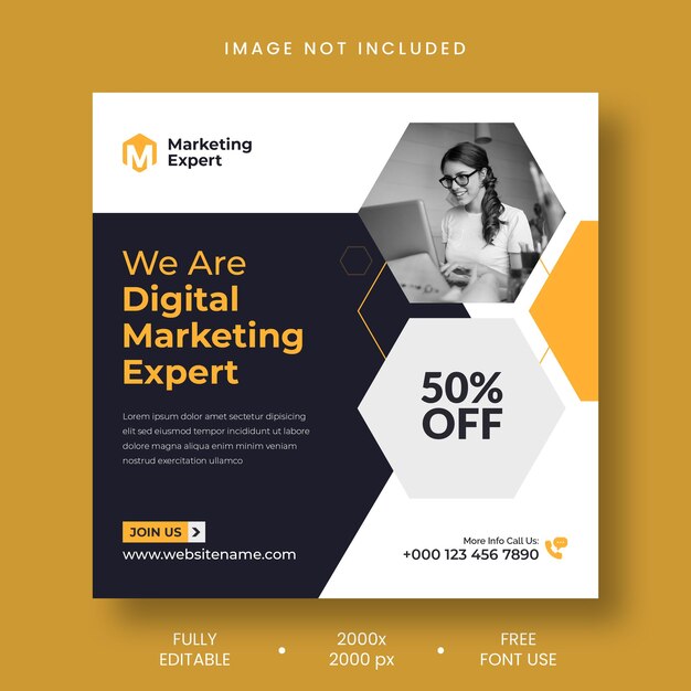 Digital marketing expert instagram post and social media banner template