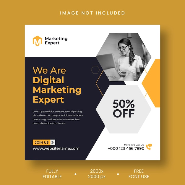 Digital marketing expert instagram post and social media banner template