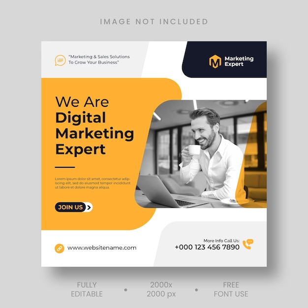 Digital Marketing Expert Instagram Post and Social Media Banner Template – PSD Templates