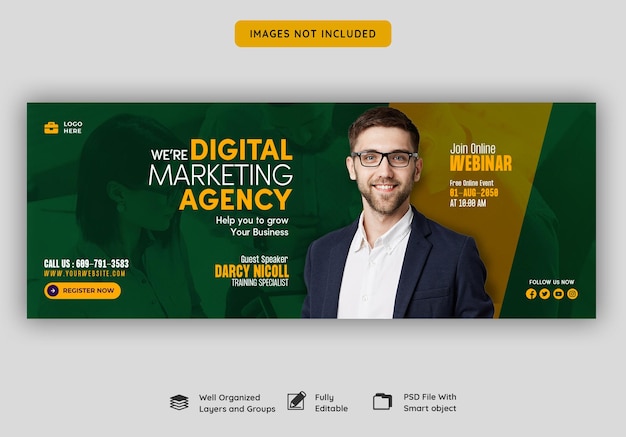 Digital marketing live webinar and corporate facebook cover template