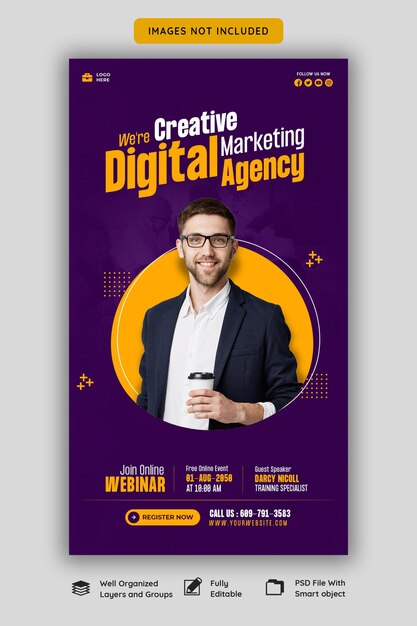 Digital marketing live webinar and corporate facebook and Instagram story template