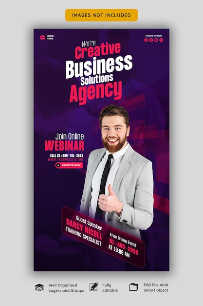 Digital Marketing Live Webinar and Corporate Facebook and Instagram Story Template Free PSD Download