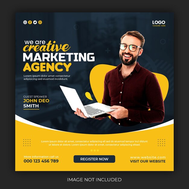 Digital marketing live webinar and corporate social media post template