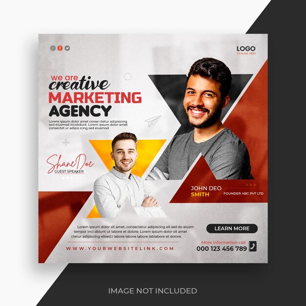 Digital marketing live webinar and corporate social media post template