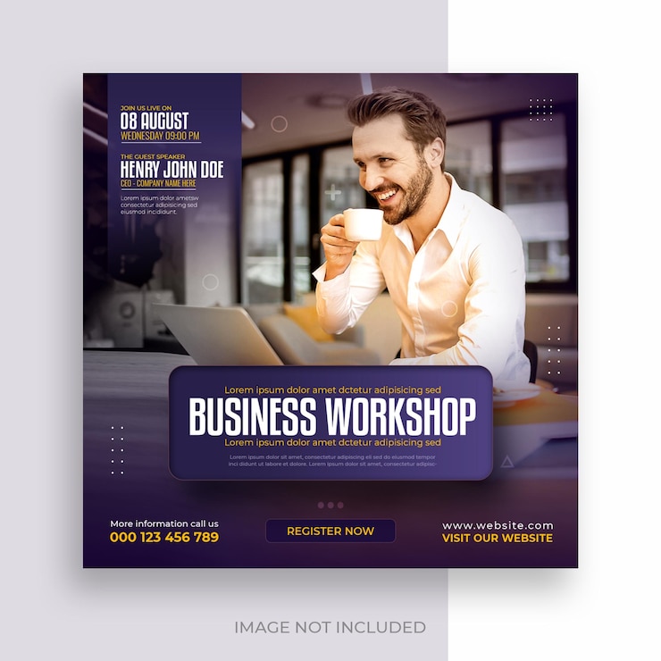 Free PSD digital marketing live webinar and corporate social media post template