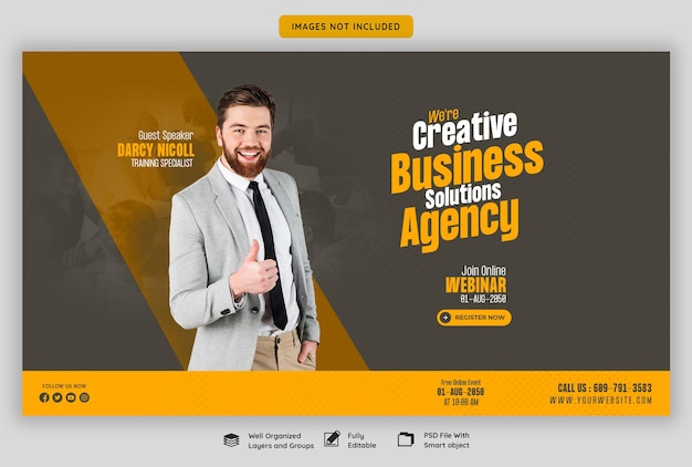 Free PSD digital marketing live webinar and corporate web banner template