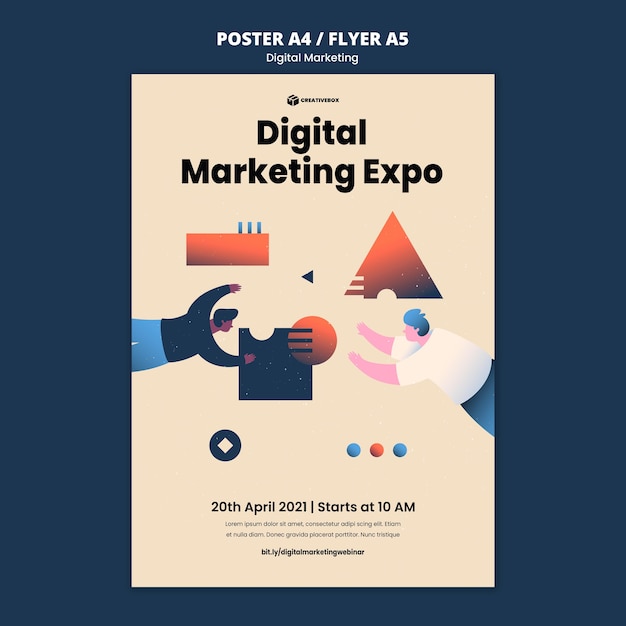 PSD gratuito modello di poster di marketing digitale