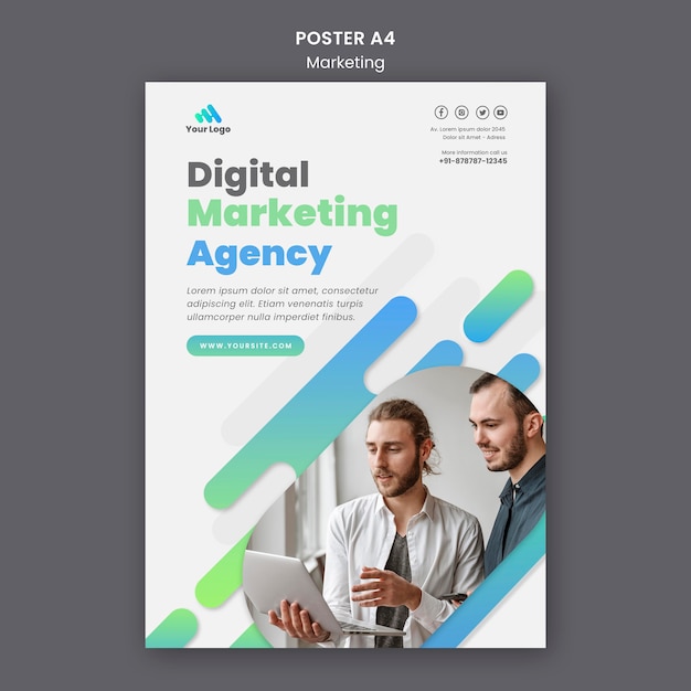 PSD gratuito modello di poster di marketing digitale