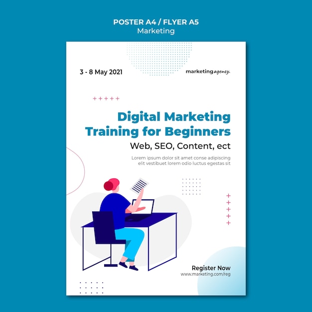 PSD gratuito modello di poster di marketing digitale