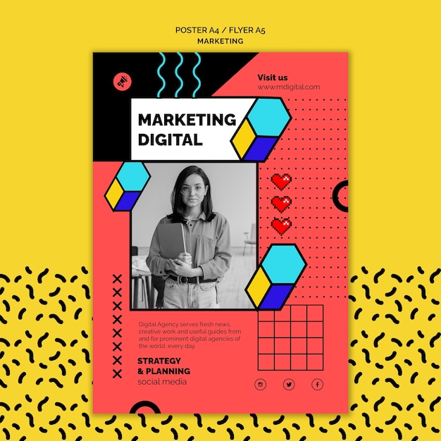 PSD gratuito modello di poster di marketing digitale