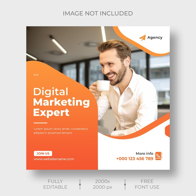 Digital marketing social media and instagram post template