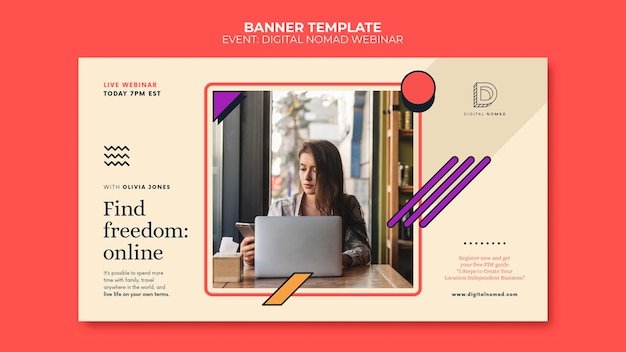 Free PSD digital nomad banner template