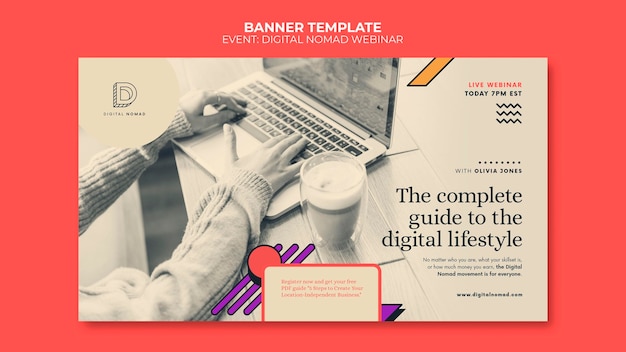 Digital nomad banner template