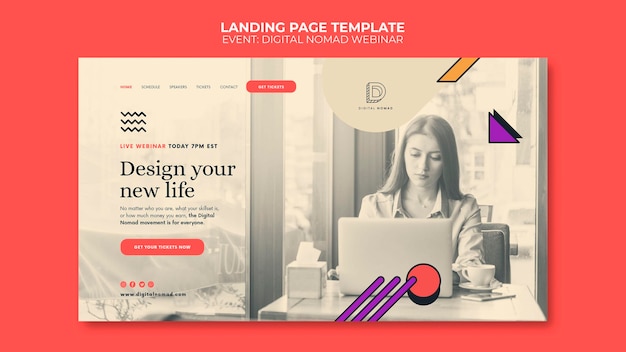 Free PSD digital nomad landing page template