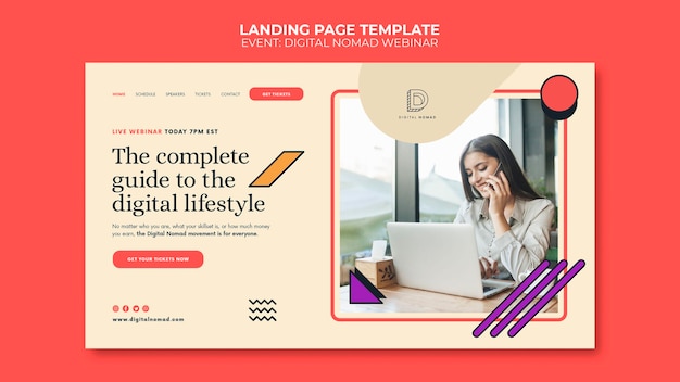 Free PSD digital nomad landing page template