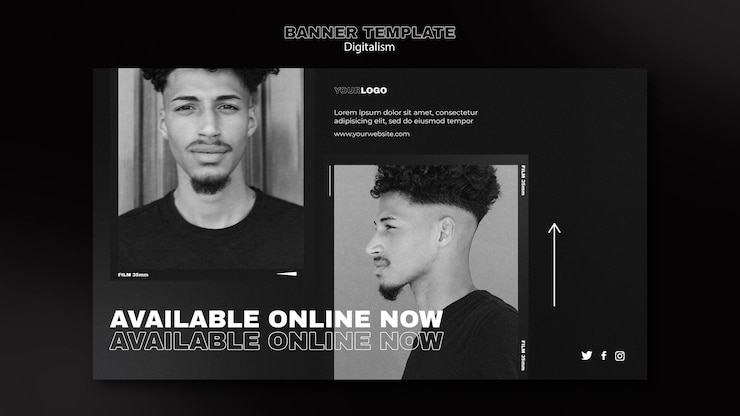 Free PSD digital shopping banner template with photo