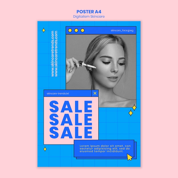 PSD gratuito poster di skincare digitalismo