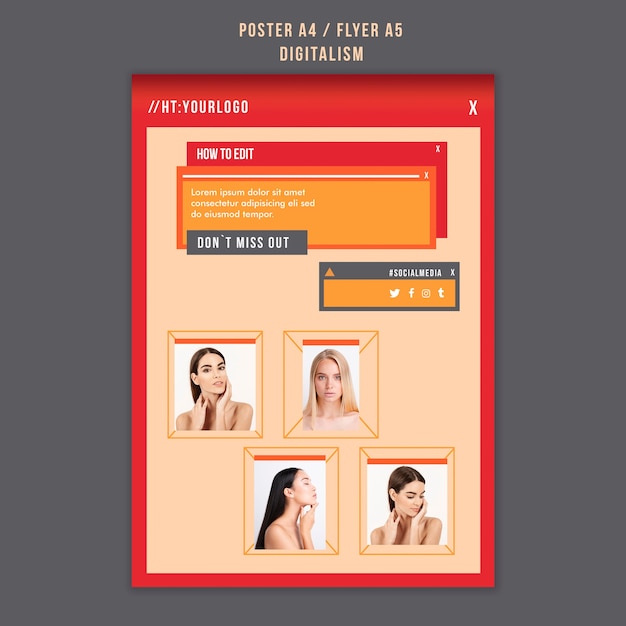 Modello di volantino verticale digitalismo con foto