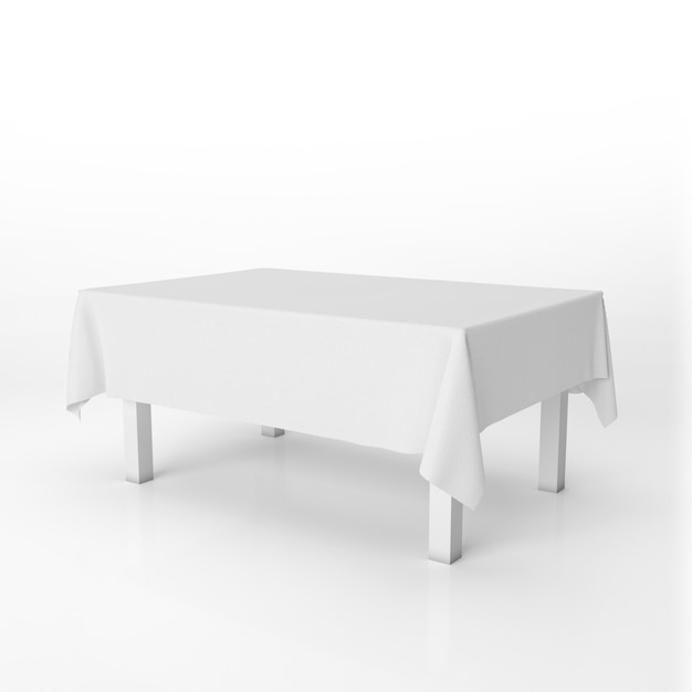 Бесплатный PSD Обеденный стол макет с белой тканью