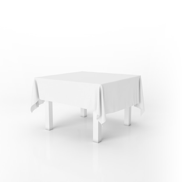 Free PSD dining table mockup with a white cloth