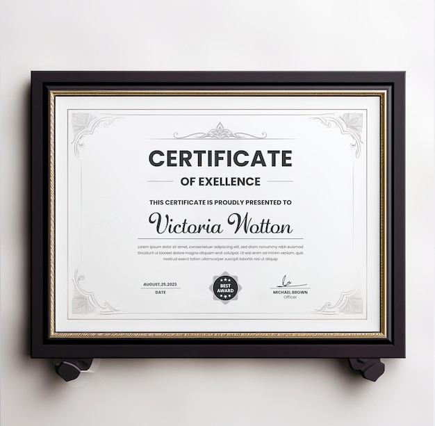 Modello di certificato di diploma cornice realistica