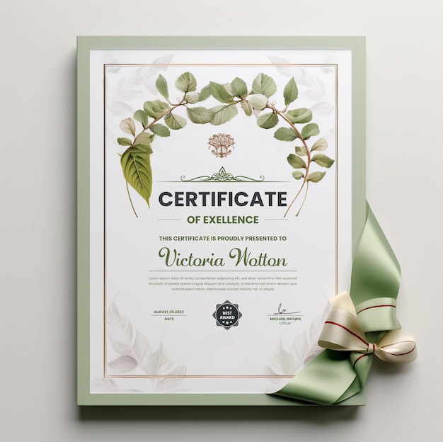 Free PSD diploma certificate template realistic frame