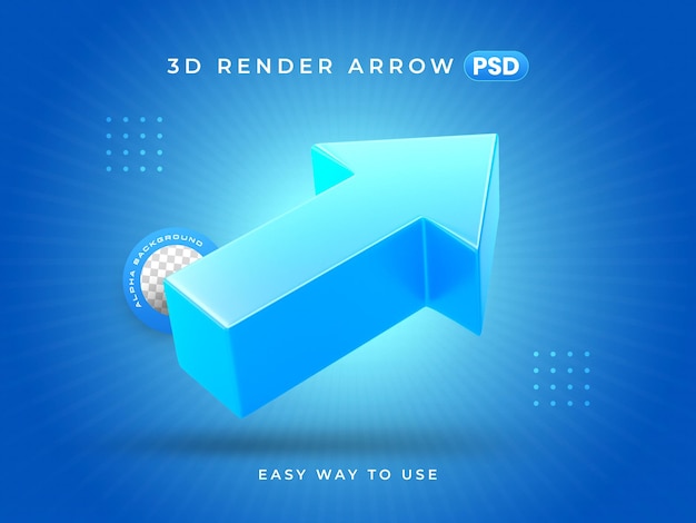 Free PSD direction arrow icon isolated 3d render illustration