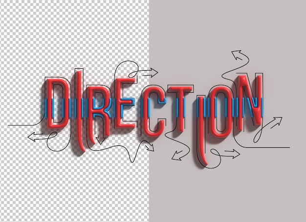 Free PSD direction lettering line art transparent psd font design