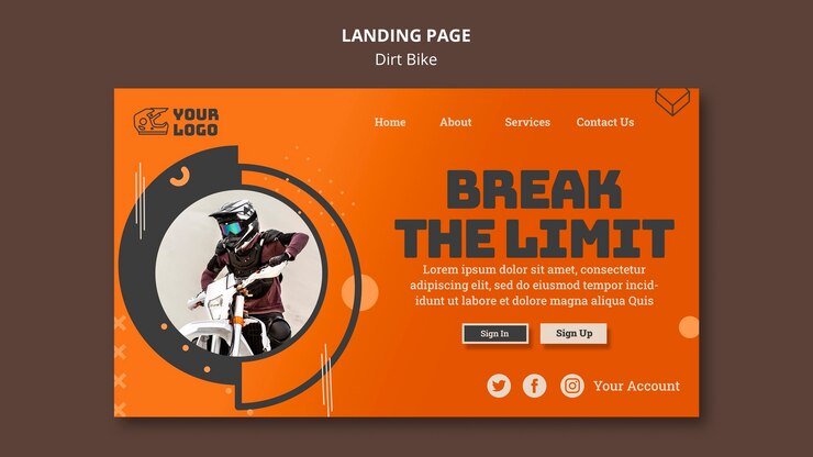 Free PSD dirt bike template landing page