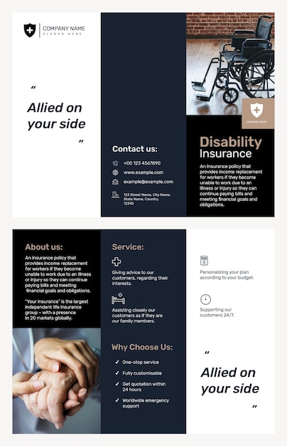 Free PSD disability insurance brochure template psd with editable text