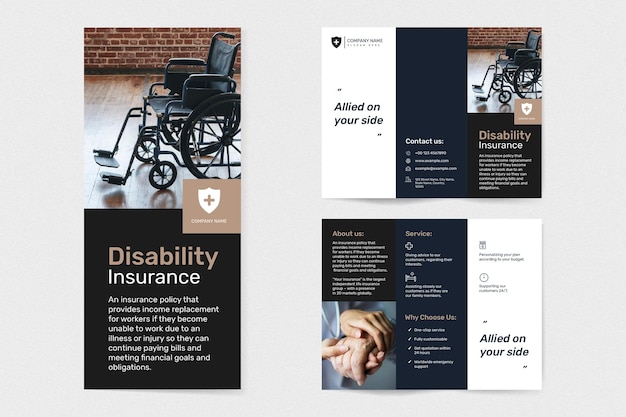 Free PSD disability insurance template psd with editable text set