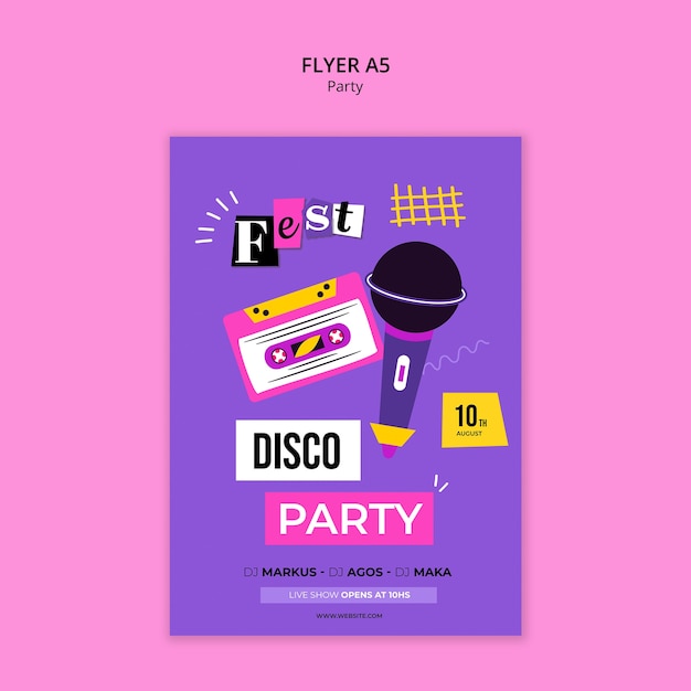 Бесплатный PSD disco night party template